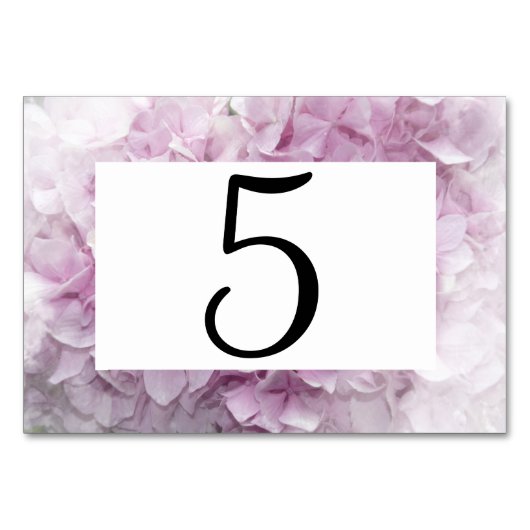 Pink Hydrangea Flowers Table Numbers Kaart (Voorkant)