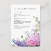 Pink Hydrangea Flowers Watercolor Elegant Wedding Informatiekaartje (Voorkant)