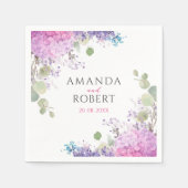 Pink Hydrangea Flowers Watercolor Elegant Wedding Servet (Voorkant)
