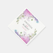 Pink Hydrangea Flowers Watercolor Elegant Wedding Servet (Hoek)