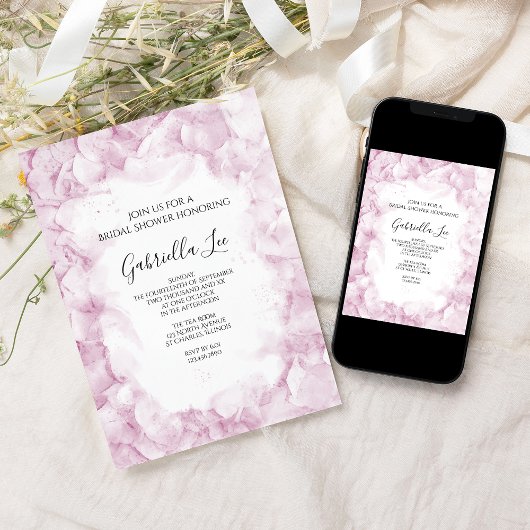 Pink Hydrangea Flowers Waterverf Vrijgezellenfeest Kaart