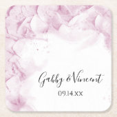 Pink Hydrangea Flowers Waterverf Weddenschap Kartonnen Onderzetters (Voorkant)