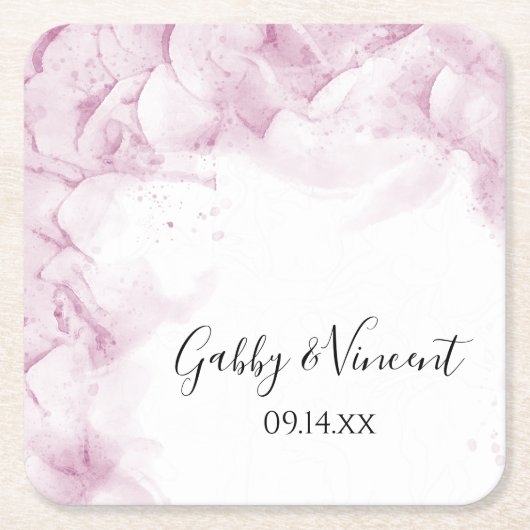 Pink Hydrangea Flowers Waterverf Weddenschap Kartonnen Onderzetters (Voorkant)