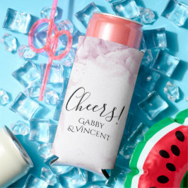 Pink Hydrangea Flowers Waterverf Wedding Favor Seltzer Blikjeskoeler
