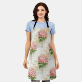  Pink Hydrangea French Apron Schort (Gedragen)