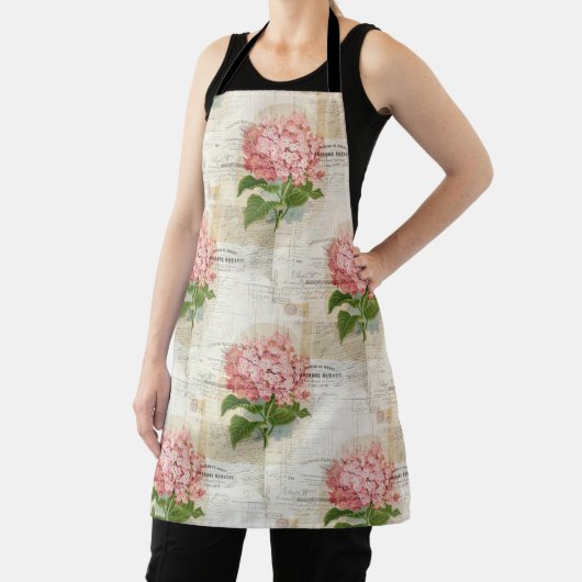  Pink Hydrangea French Apron Schort (Insitu)