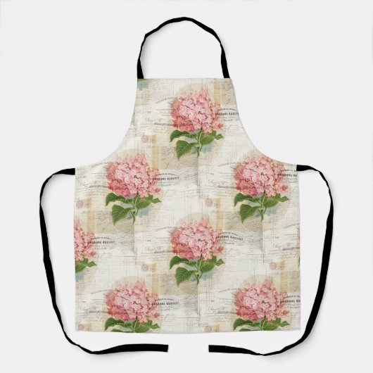 Pink Hydrangea French Apron Schort (Voorkant)