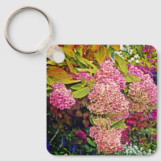 PINK HYDRANGEA GARDEN / terug naar eigenaar indien Sleutelhanger (Voorkant)