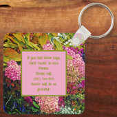 PINK HYDRANGEA GARDEN / terug naar eigenaar indien Sleutelhanger (Achterkant)