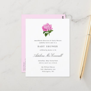 Pink Hydrangea Grandmillennial Baby shower Briefkaart