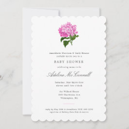 Pink Hydrangea Grandmillennial Baby shower Kaart