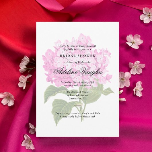 Pink Hydrangea Grandmillennial Vrijgezellenfeest Kaart