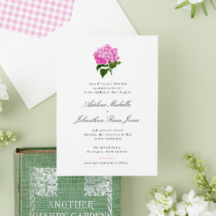 Pink Hydrangea Grandmillennial Wedding Kaart