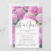 Pink Hydrangea Het is een meisje Baby shower Kaart (Voorkant)