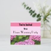Pink Hydrangea House Warming Party Kaart (Staand voorkant)