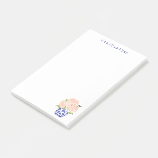 Pink Hydrangea in Chinoiserie Planer Post-It Note (Schuin)
