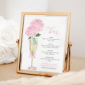 Pink Hydrangea in Gold Glass Bar Menu Poster