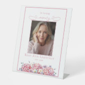 Pink Hydrangea In Loving Memory Tribute Remebrance Reclamebord Met Voetstuk (Voorkant)