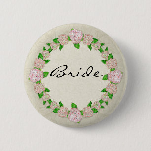 Pink Hydrangea Lace Floral Formal Elegant Weddings Ronde Button 5,7 Cm