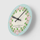 Pink Hydrangea Lace Floral Formal Wedding Gift Ronde Klok (Hoek)