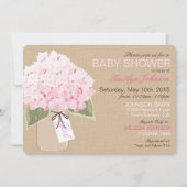 Pink Hydrangea Mason Jar Rustic Baby shower Kaart (Voorkant)