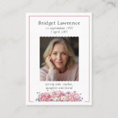 Pink Hydrangea Memorial Photo Psalm 23 Prayer Card Visitekaartje (Voorkant)