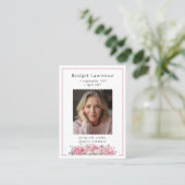 Pink Hydrangea Memorial Photo Psalm 23 Prayer Card Visitekaartje (Staand voorkant)