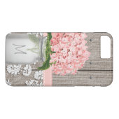 Pink Hydrangea Monogram Mason Jar Case-Mate iPhone Case (Achterkant (Horizontaal))