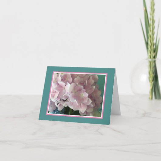 Pink Hydrangea Note Card Kaart (Voorkant)