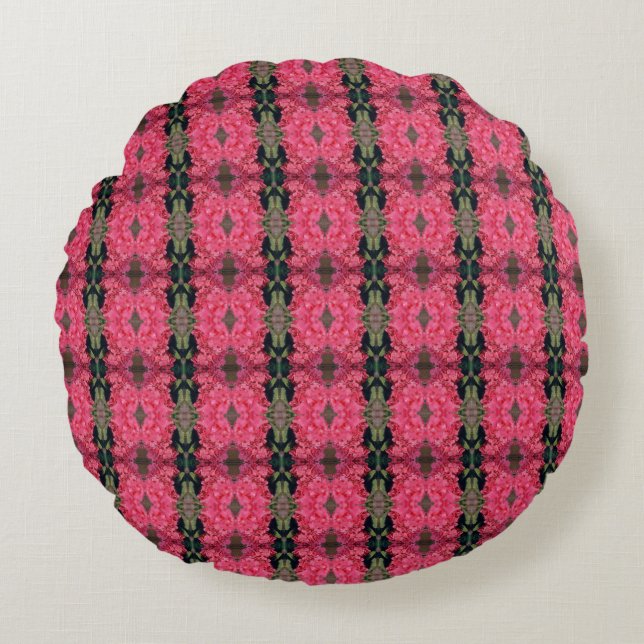 Pink Hydrangea Pattern Rond Kussen (Voorkant)