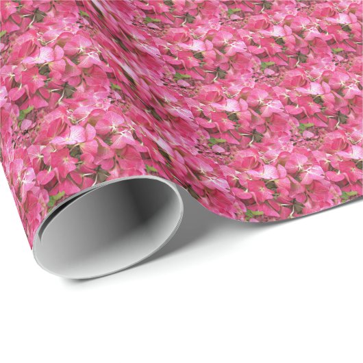 Pink Hydrangea Petals Floral Pattern Cadeaupapier (Rol Hoek)