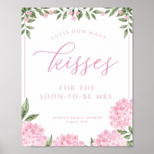 Pink Hydrangea raden hoeveel kisses douche spel Poster (Voorkant)
