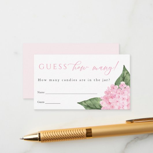 Pink Hydrangea raden hoeveel Shower Game Kaart (Voorkant / Achterkant in situ)