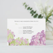 Pink Hydrangea Reponse Card RSVP Kaartje (Staand voorkant)