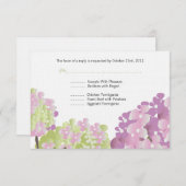 Pink Hydrangea Reponse Card RSVP Kaartje (Voorkant / Achterkant)