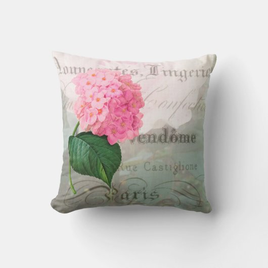 Pink Hydrangea Romantic French Accent Pillow Kussen (Voorkant)