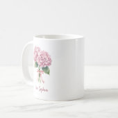 Pink Hydrangea Spring Flower Floral Custom Name Koffiemok (Voorkant links)