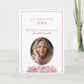 Pink Hydrangea Summer Flowers Funeral Folded Programma (Voorkant)