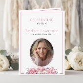 Pink Hydrangea Summer Flowers Funeral Folded Programma