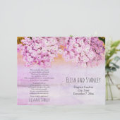 Pink hydrangea waterverf bruiloft gevouwen program (Staand voorkant)