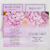Pink hydrangea waterverf bruiloft gevouwen program (Voorkant / Achterkant)