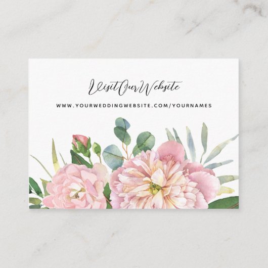 Pink Hydrangea Wedding Informatiekaartje (Achterkant)