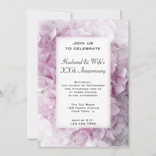 Pink Hydrangea Wedding Jubileum Party Kaart (Voorkant)