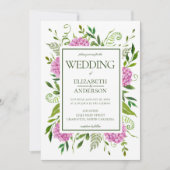 Pink Hydrangea Wedding Kaart (Voorkant)