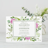 Pink Hydrangea Wedding Kaart (Staand voorkant)