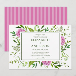 Pink Hydrangea Wedding Kaart