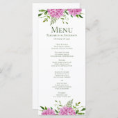 Pink Hydrangea Wedding Menu (Voorkant / Achterkant)