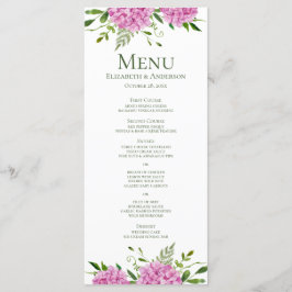 Pink Hydrangea Wedding Menu