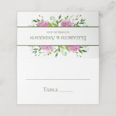 Pink Hydrangea Wedding Plaatskaartje (Buitenkant ongevouwen)