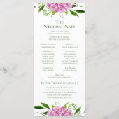 Pink Hydrangea Wedding Programmakaart (Achterkant)